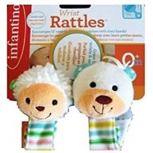 Infantino Gender Neutral Wrist Rattles Lamb Bear Baby Rattle Toy
